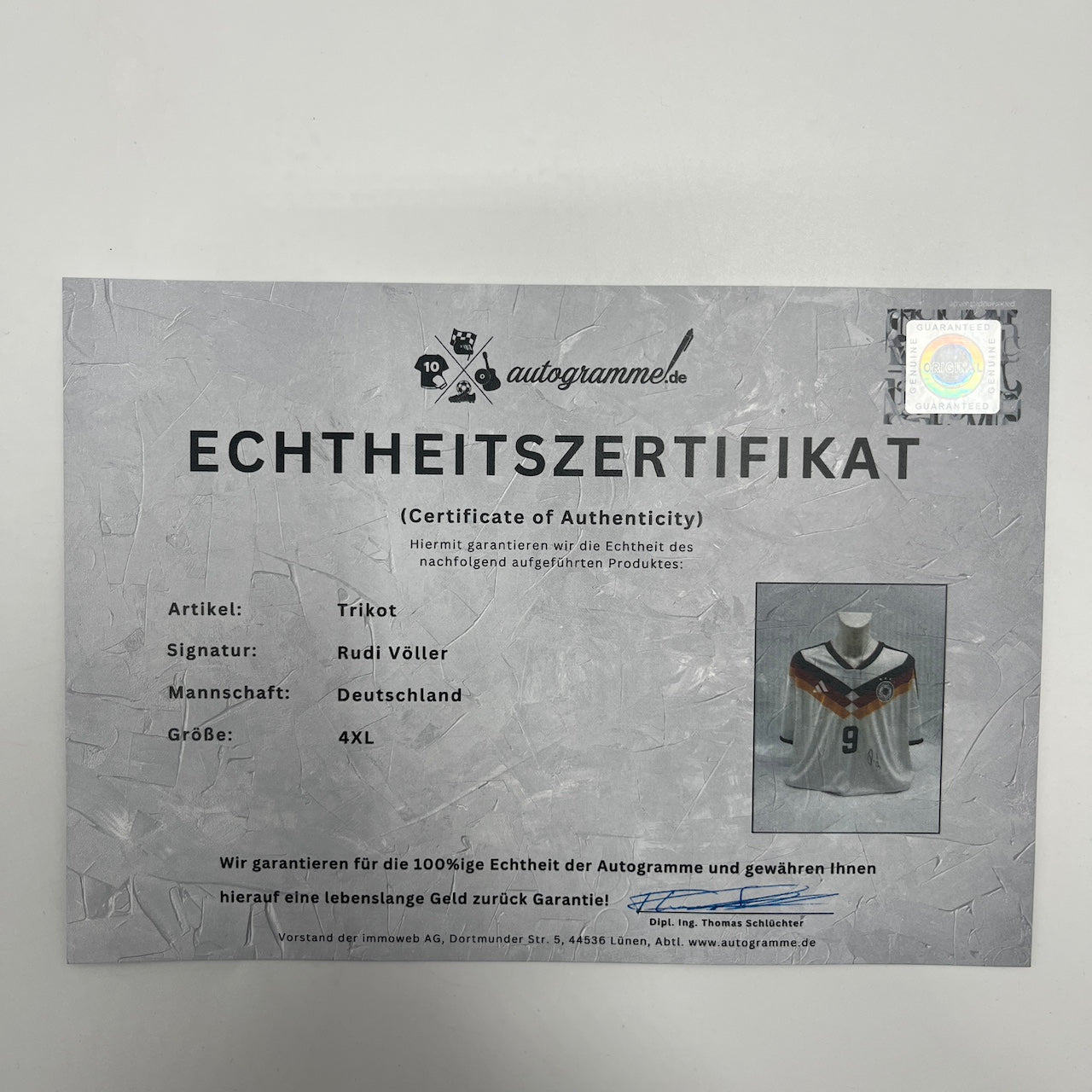 DFB Trikot Rudi Völler signiert Autogramme Adidas COA neu 4XL