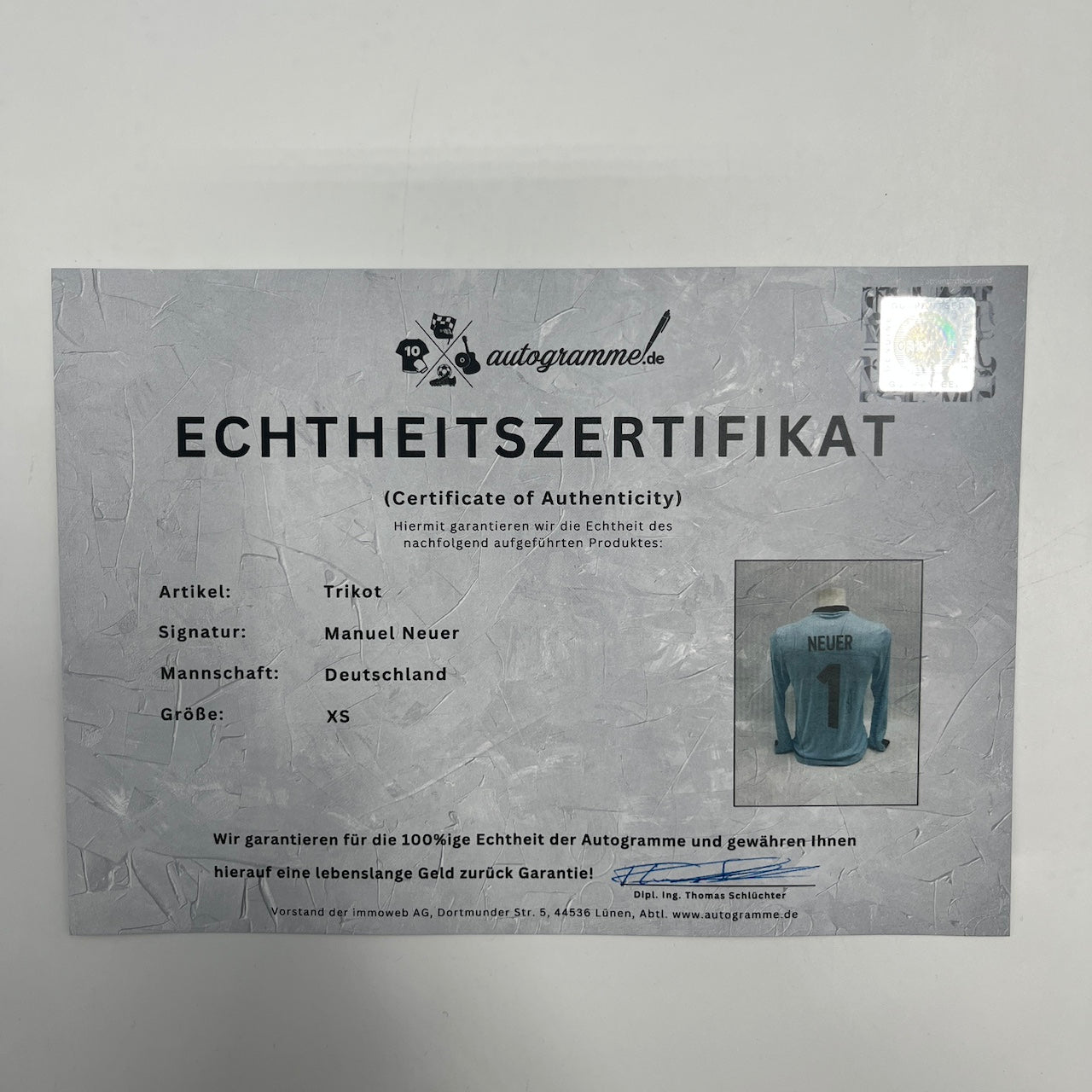 DFB Trikot Manuel Neuer signiert Autogramme Adidas COA neu XS