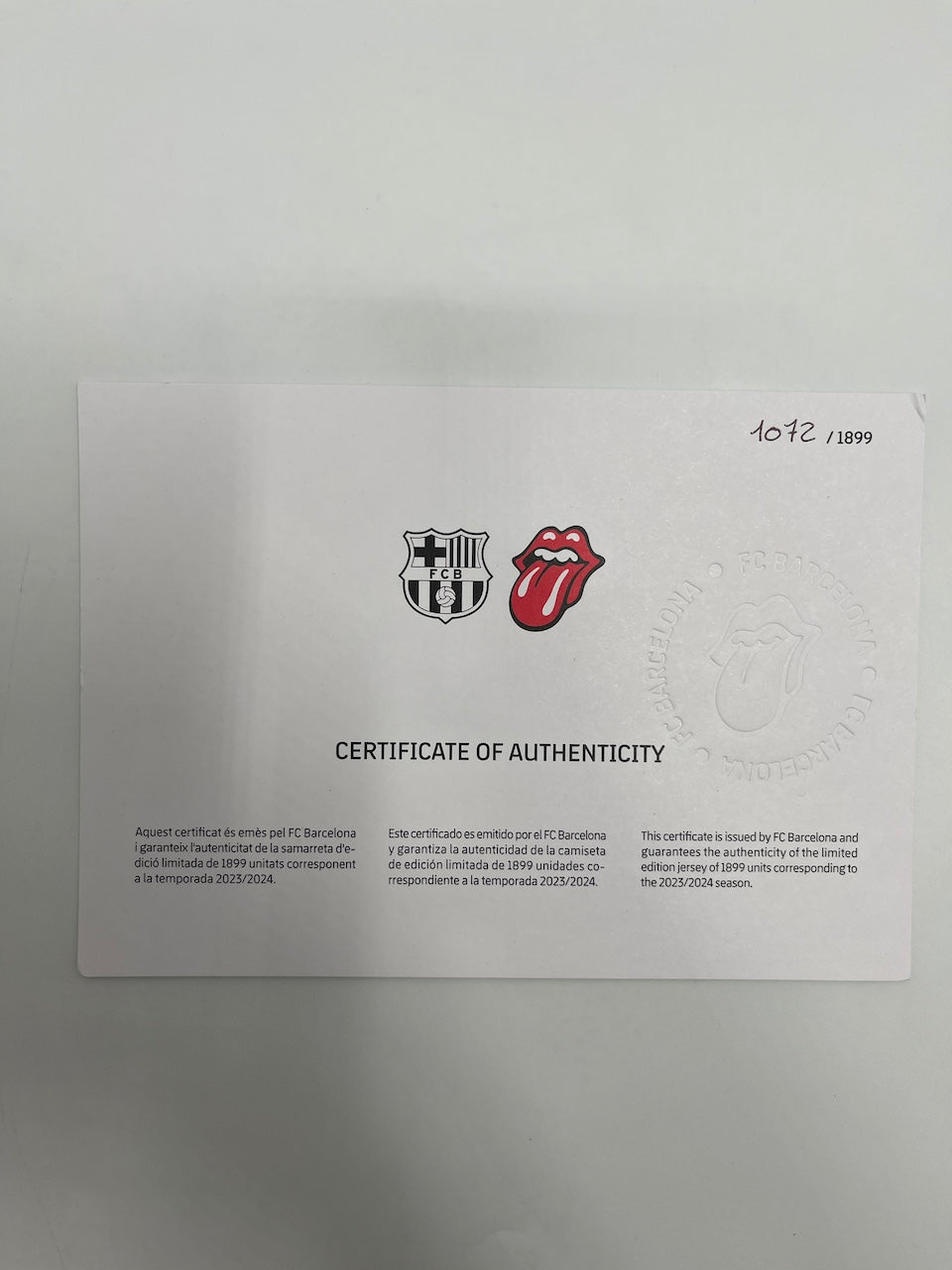 Limited Barcelona x The Rolling Stones jersey 1072/1899 M