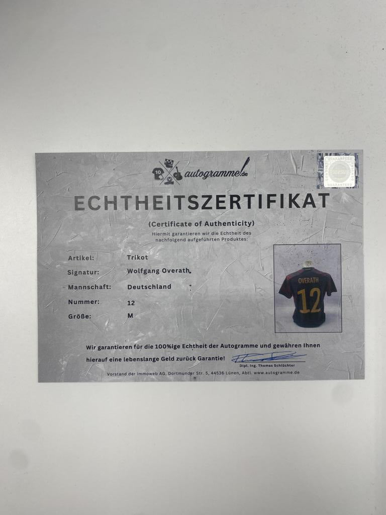 DFB jersey Wolfgang Overath signed autograph Adidas COA M