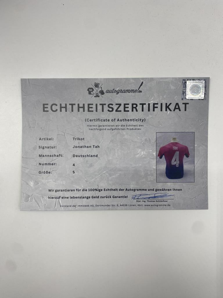 DFB jersey Jonathan Tah signed autograph Adidas COA S