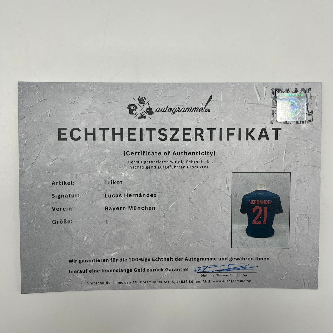 Bayern München Trikot Lucas Hernandez signiert Autogramm Adidas L