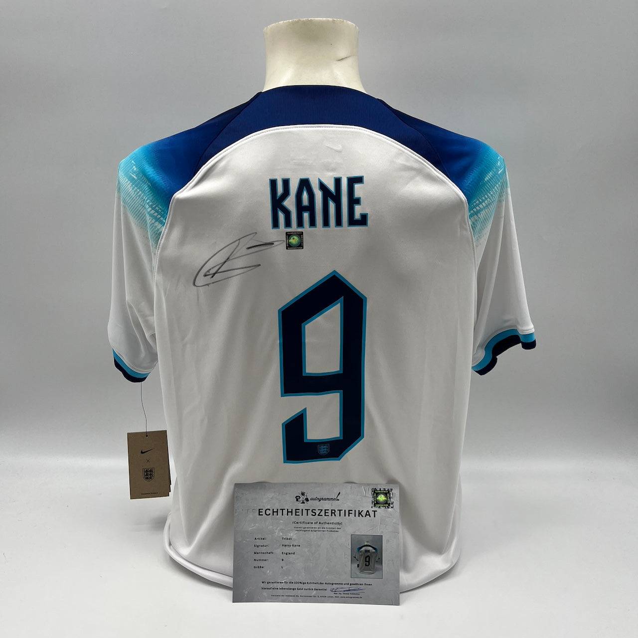 England Trikot Harry Kane signiert Autogramm Nike COA L