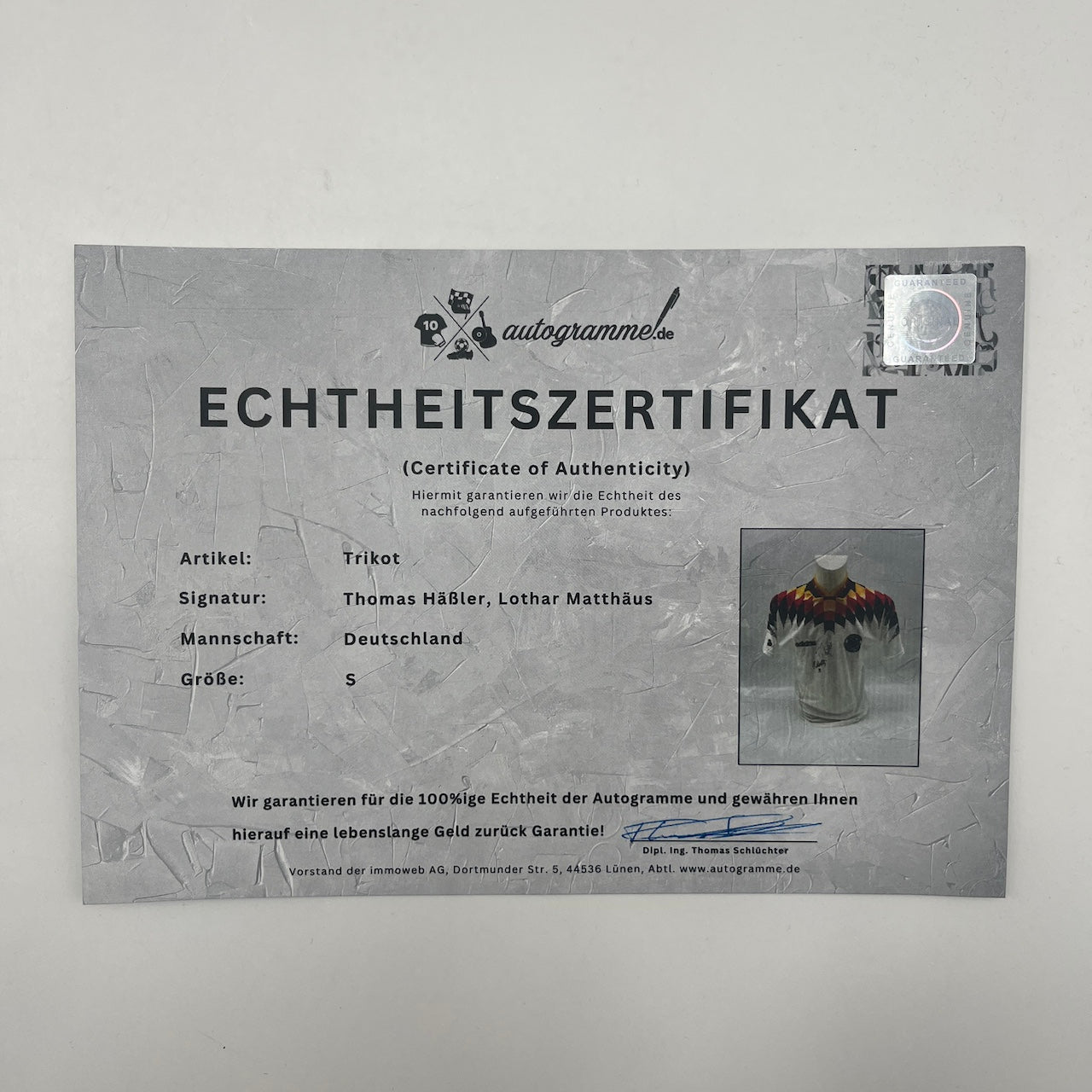 DFB Trikot Lothar Matthäus und Thomas Häßler signiert Adidas COA Deutschland S