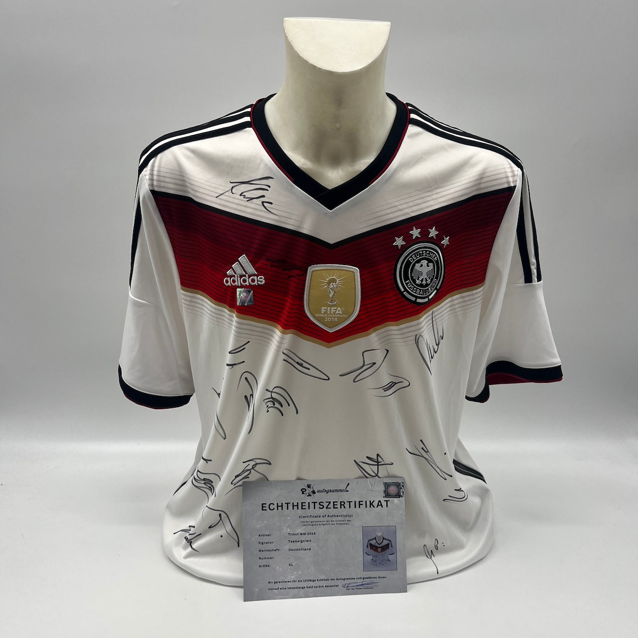 Deutschland Trikot WM 2014 Teamsigniert Autogramm DFB Weltmeister Adidas XL