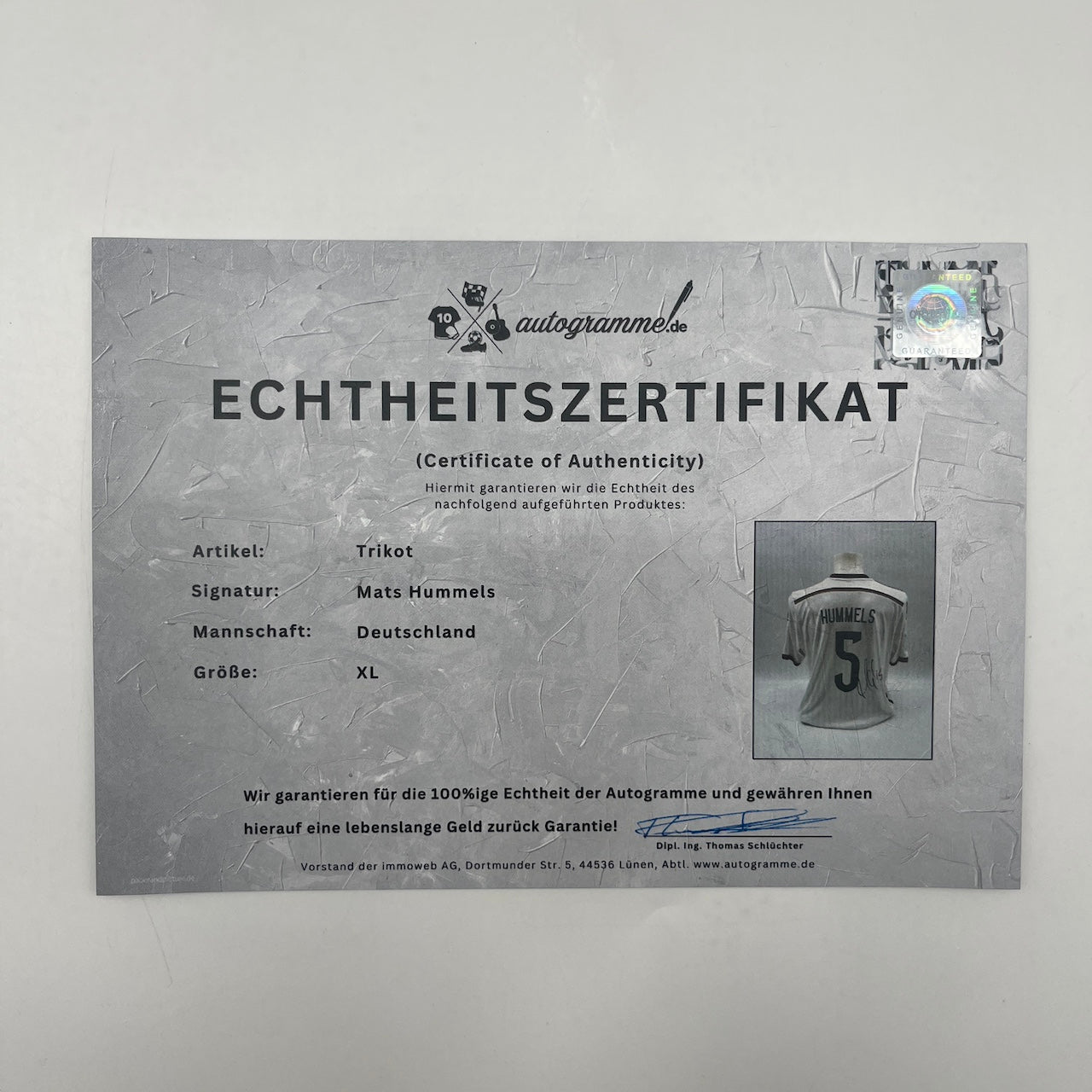 DFB Trikot WM 2014 Mats Hummels signiert Autogramme Adidas COA XL
