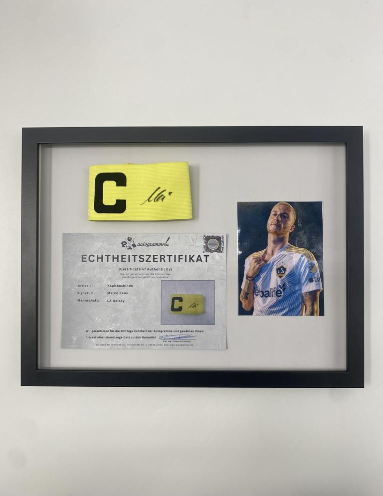 Marco Reus captain's armband signed in a frame LA Galaxy autograph COA