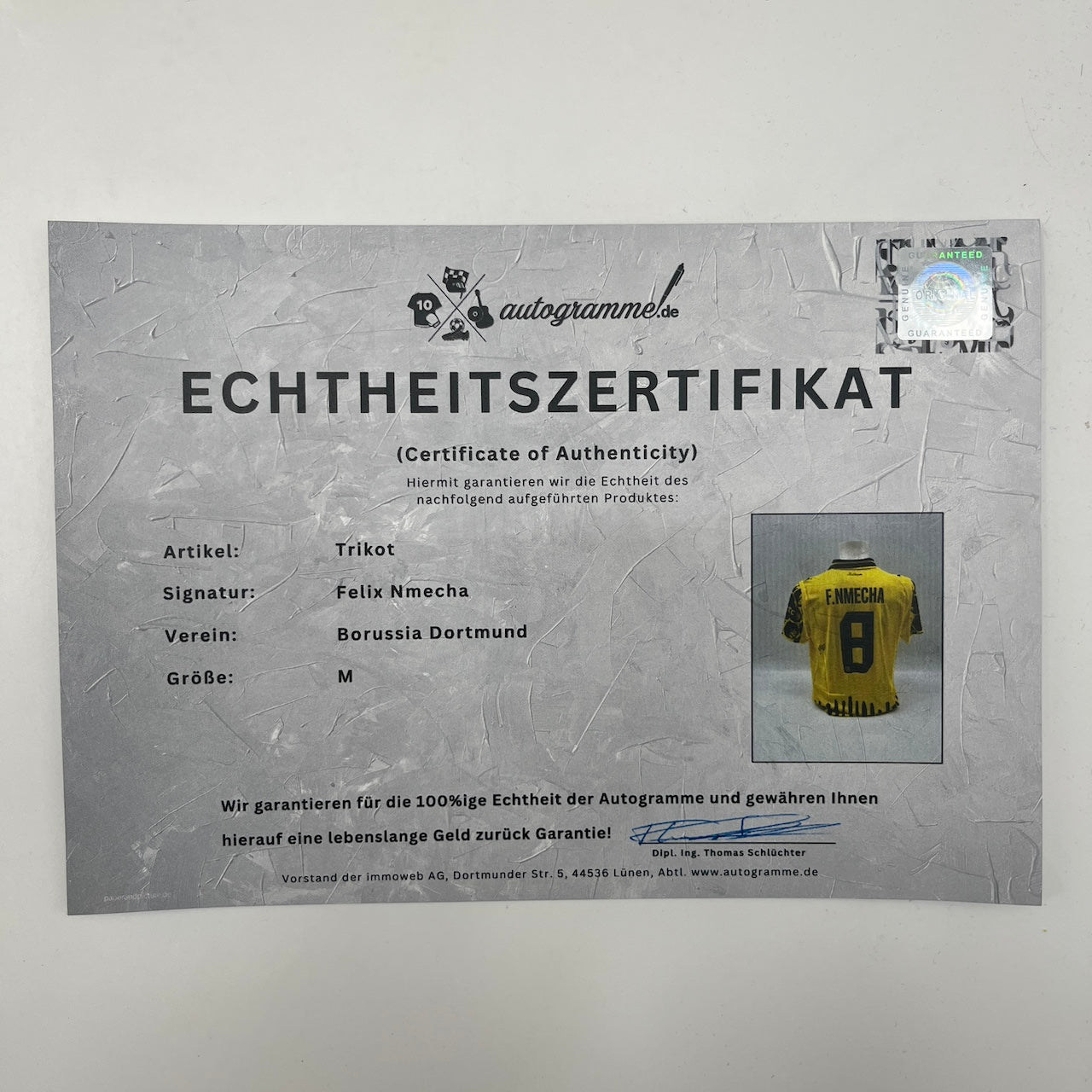 Borussia Dortmund Club WM Trikot Felix Nmecha signiert BVB Puma M