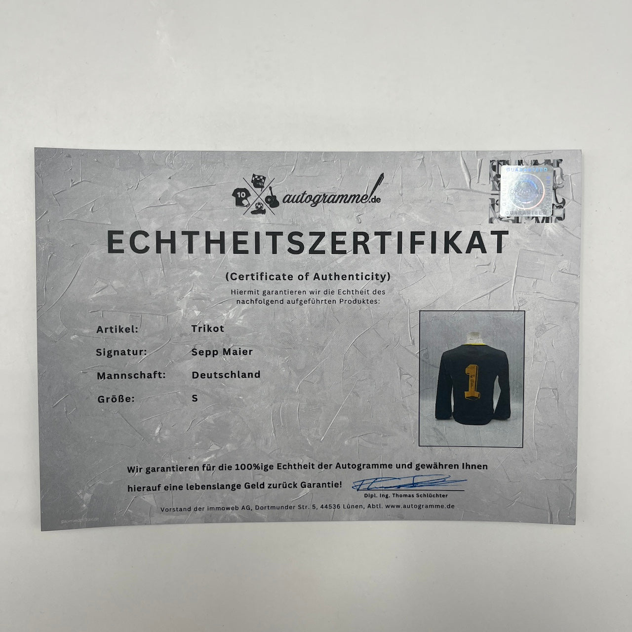 Deutschland Repro Trikot Sepp Maier signiert DFB Neu Autogramm S