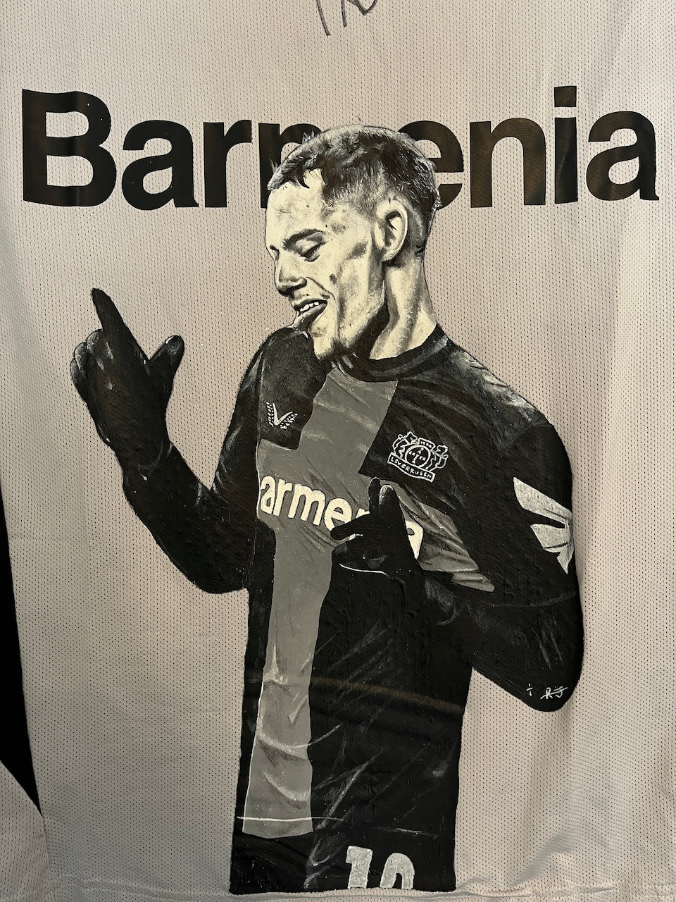 Leverkusen Shirt Portrait Florian Wirtz hand-painted and signed Castore L