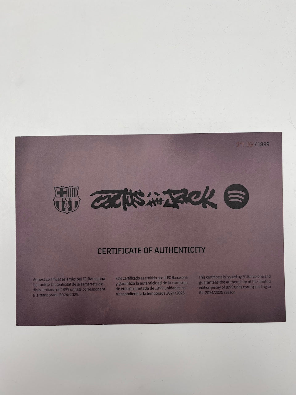 Limited Barcelona x Cactus Jack jersey 1436/1899 Travis Scott M