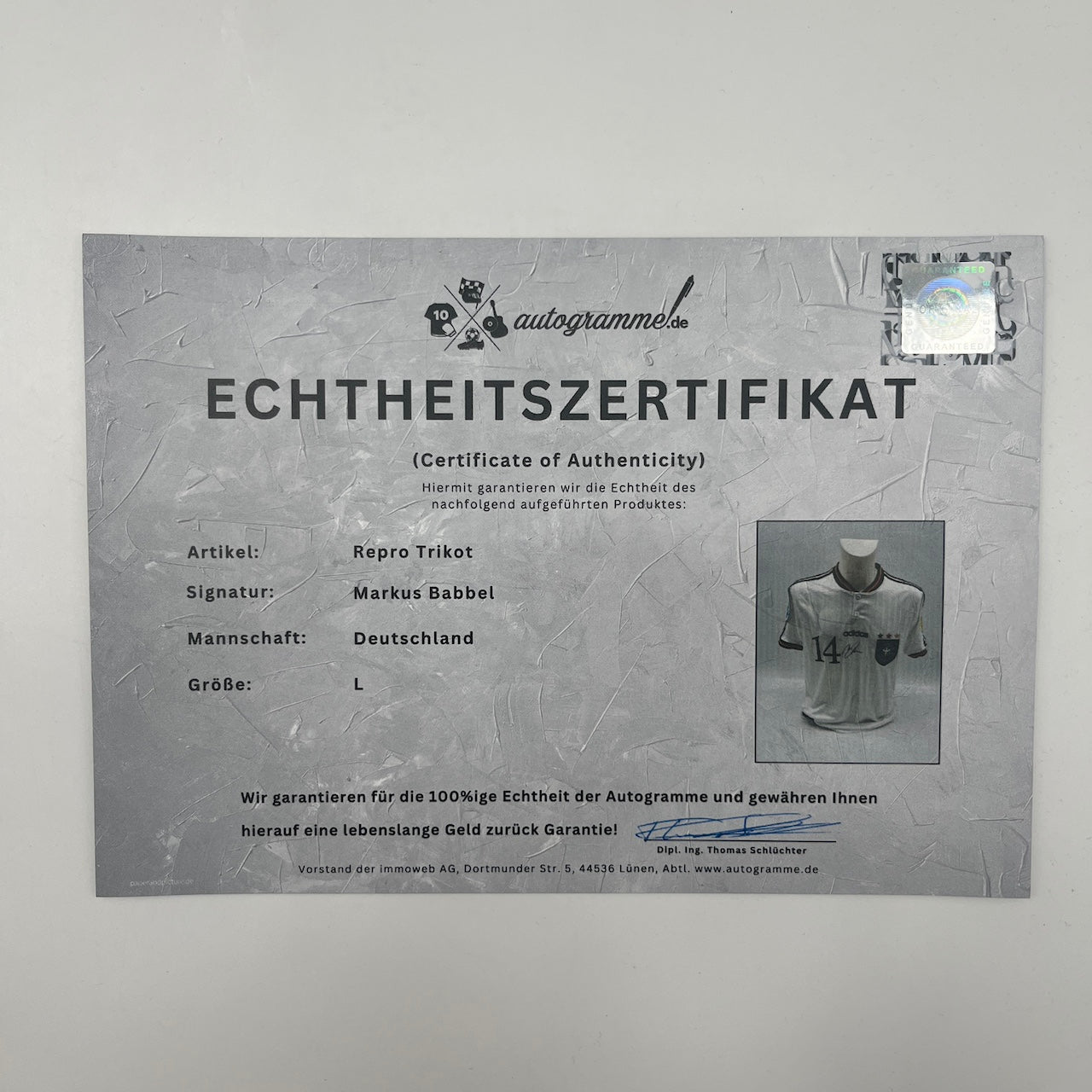 Deutschland Repro Trikot Markus Babbel signiert DFB Neu Autogramm L