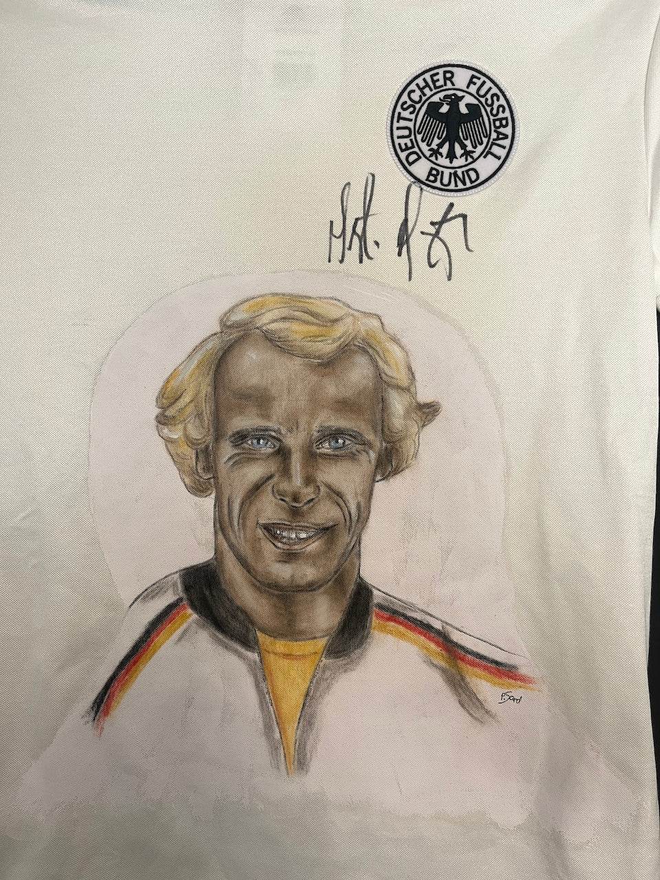 DFB Repro Shirt Portrait Berti Vogts handgemalt und signiert S
