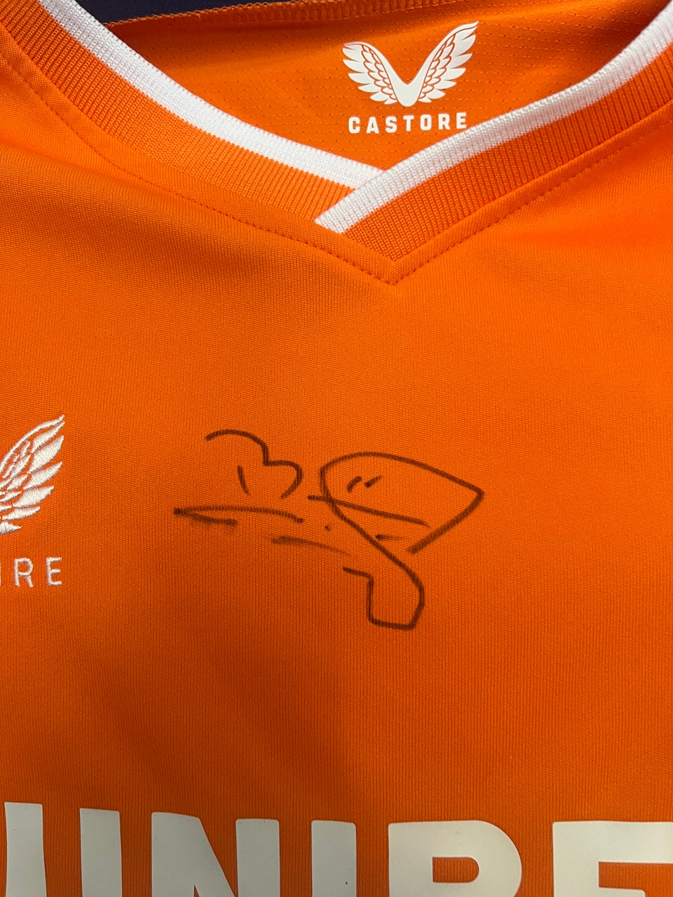 Glasgow Rangers Shirt Portrait Brian Laudrup handgemalt und signiert