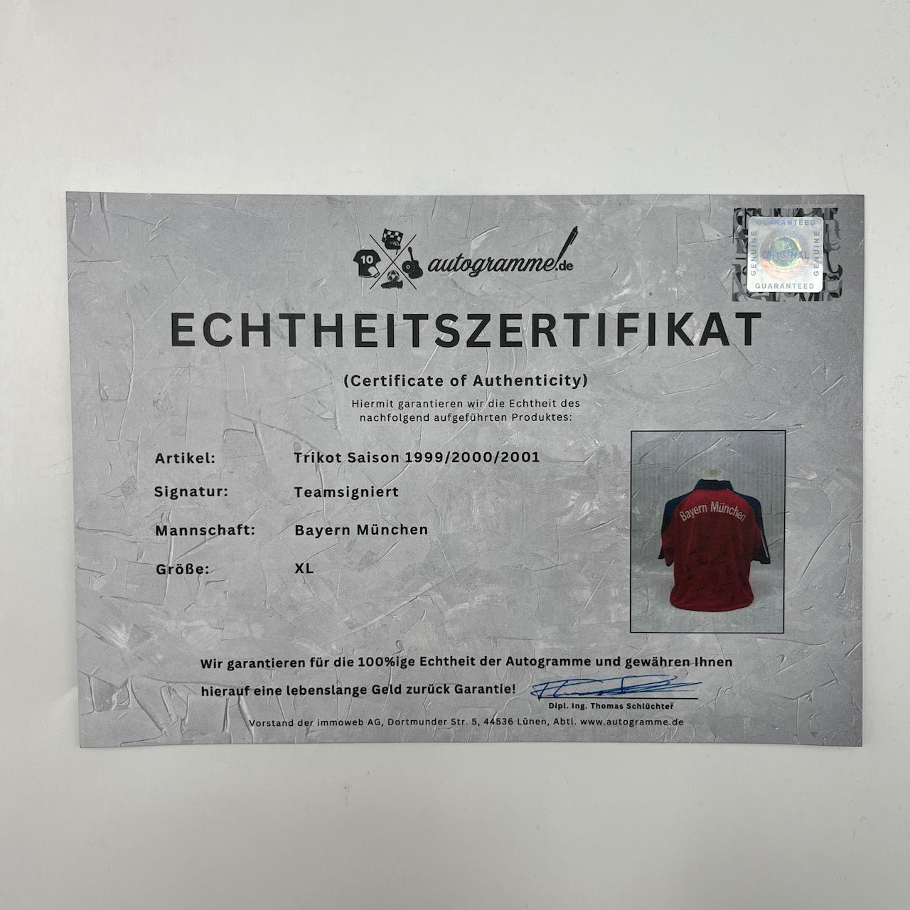 Bayern München Trikot 1999/2000/2001 Teamsigniert Bundesliga COA Adidas XL