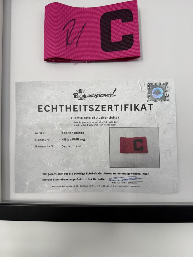 Captain's armband signed by Niclas Füllkrug in a DFB football autograph COA frame