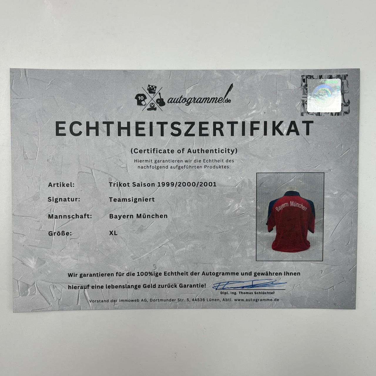 Bayern München Trikot 1999/2000/2001 Teamsigniert Bundesliga COA Adidas neu XL