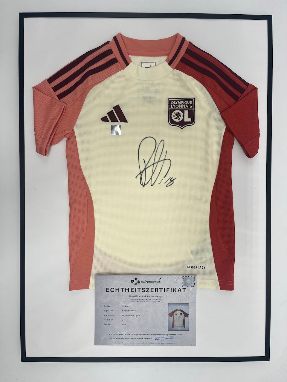 Olympique Lyon Trikot Rayan Cherki signiert im Rahmen COA Adidas Fußball 128