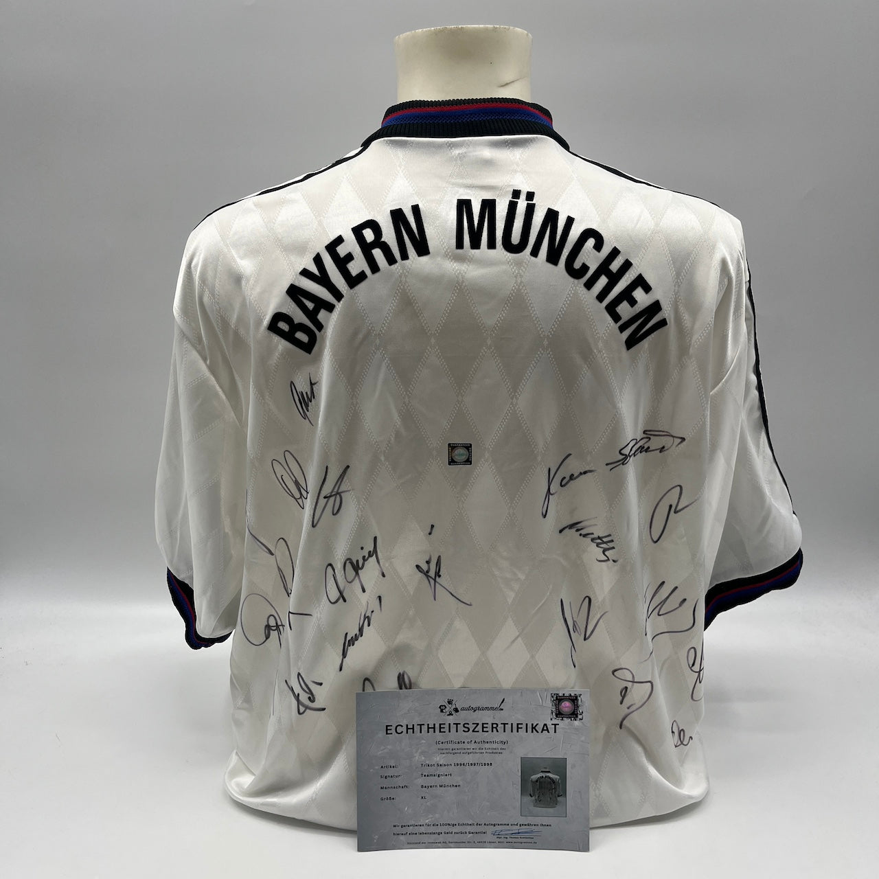 Bayern München Trikot 1996/1997/1998 Teamsigniert Bundesliga COA Adidas XL