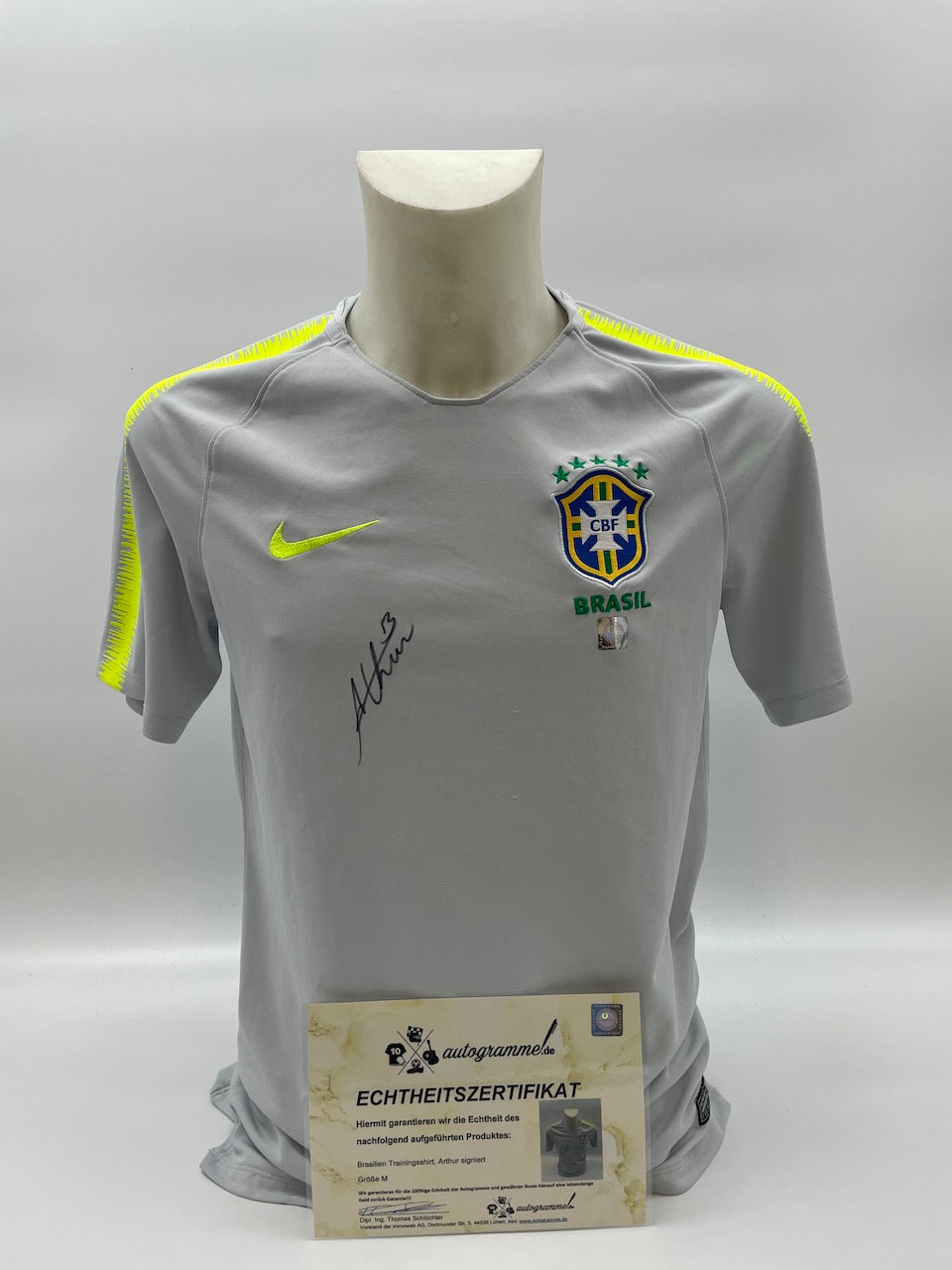 Brasilien Shirt Arthur signiert Neu Unterschrift Autogramm COA handsigned M