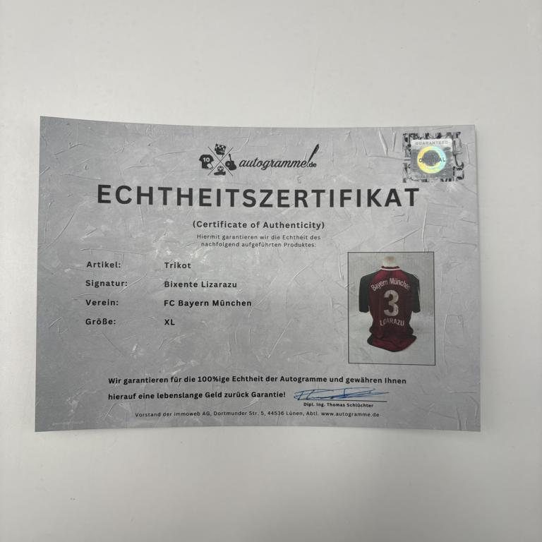 Bayern München Trikot Bixente Lizarazu signiert Autogramme Bundesliga Adidas XL