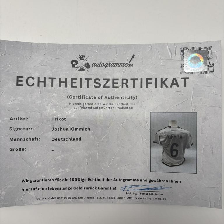 DFB Trikot Joshua Kimmich signiert Adidas COA Deutschland Autogramm L