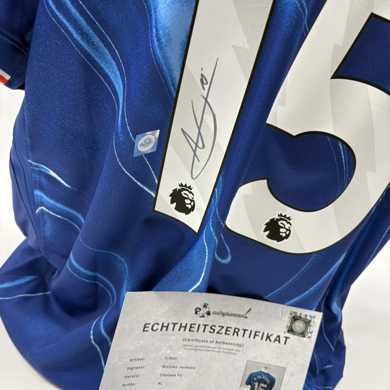 FC Chelsea Trikot Nicolas Jackson signiert Autogramm Nike COA XL