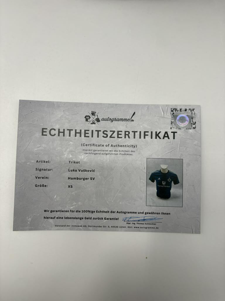 Hamburger SV Trikot Luka Vušković signiert Autogramm Adidas HSV XS