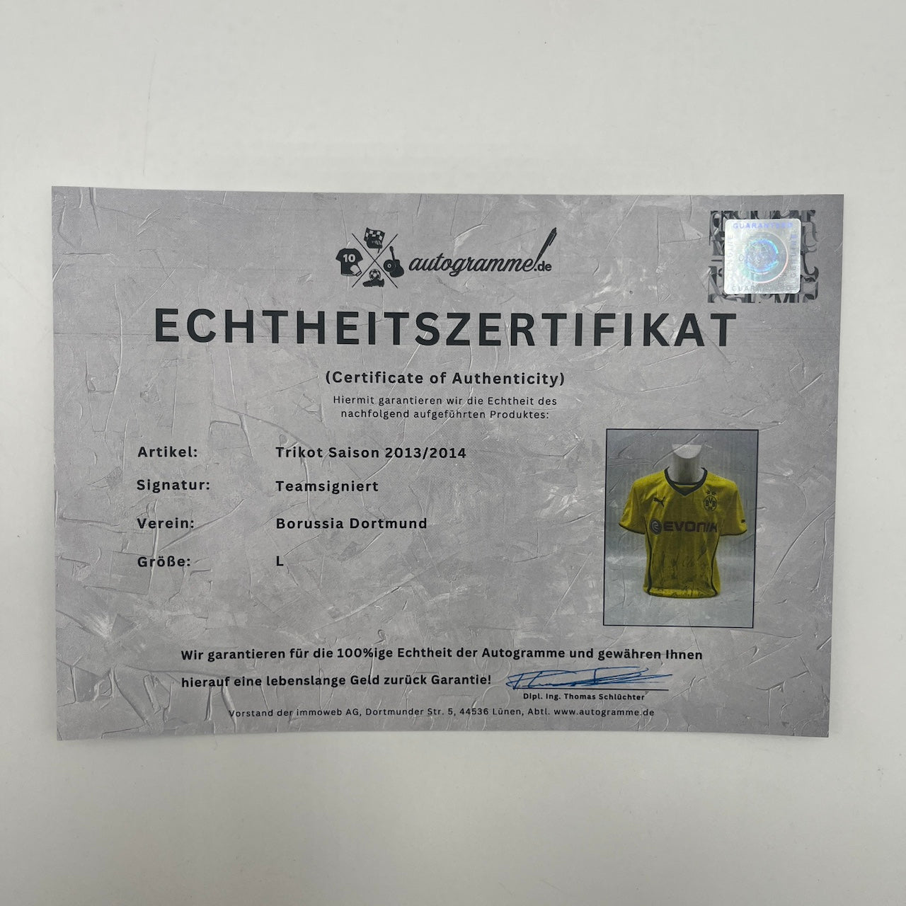 BVB Trikot 2013/2014 Teamsigniert Borussia Dortmund COA Puma L