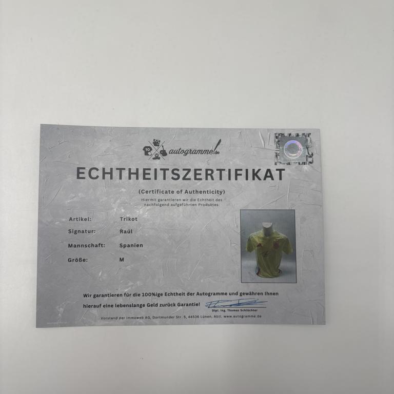Spanien Trikot Raul signiert COA Autogramm neu M