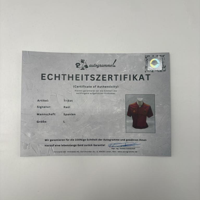 Spanien Trikot Raul signiert COA Autogramm neu L