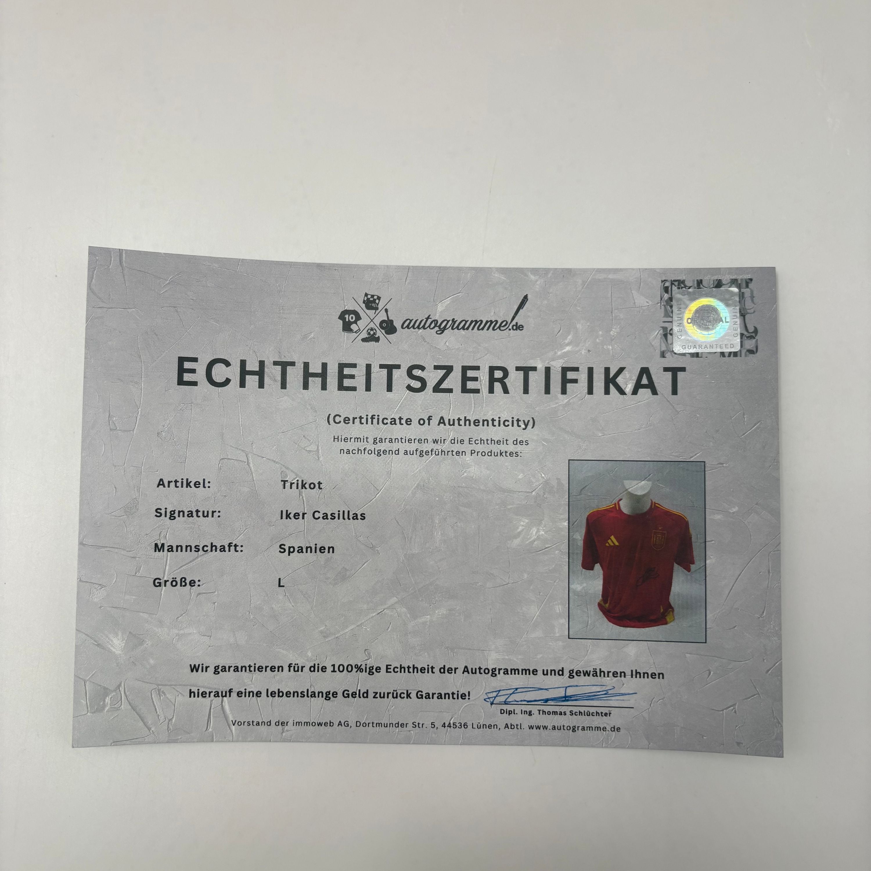 Spanien Trikot Iker Casillas signiert Adidas COA Autogramm L