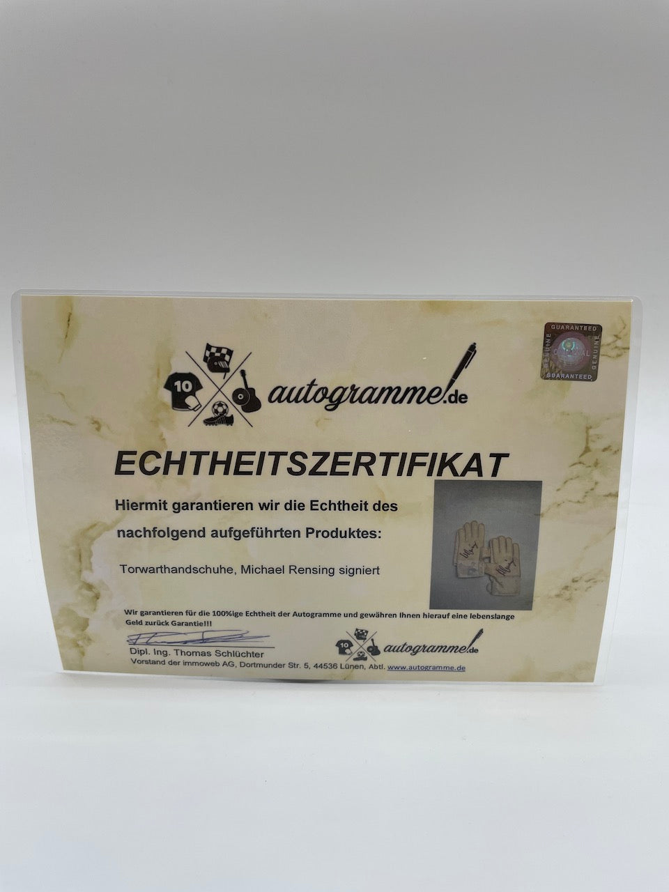 Goalkeeper gloves Michael Rensing signed autograph bayern Munich adidas coa