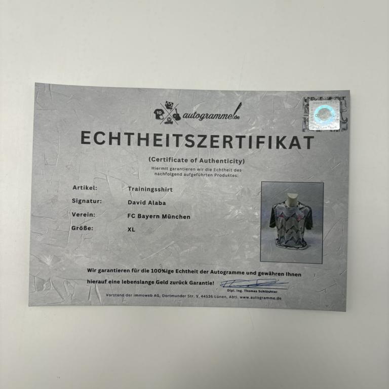 Bayern München Trainingsshirt David Alaba signiert Adidas COA Autogramm XL