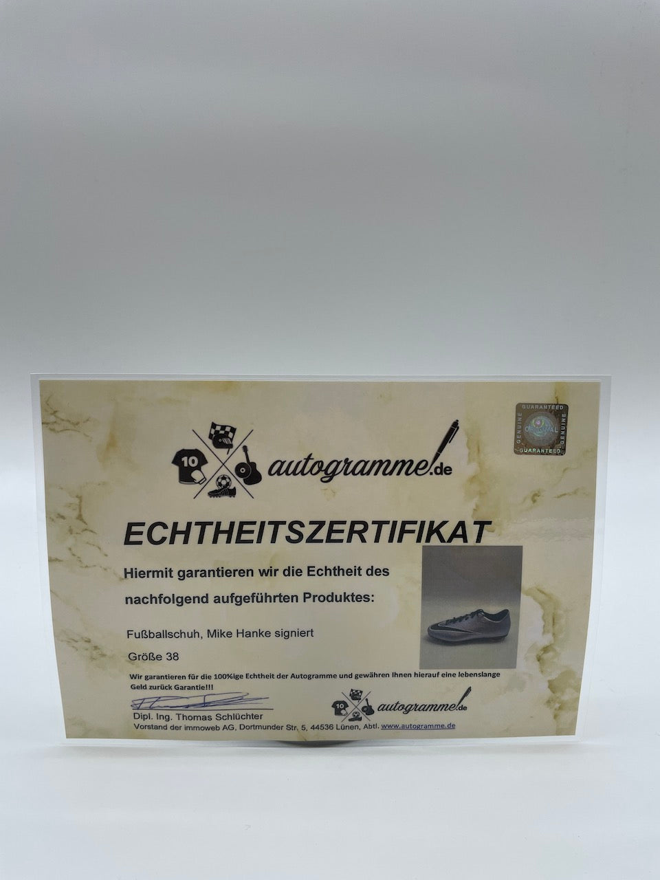 Football shoe Mike Hanke signed Football Gladbach Bundesliga Coa Schuh Autogram