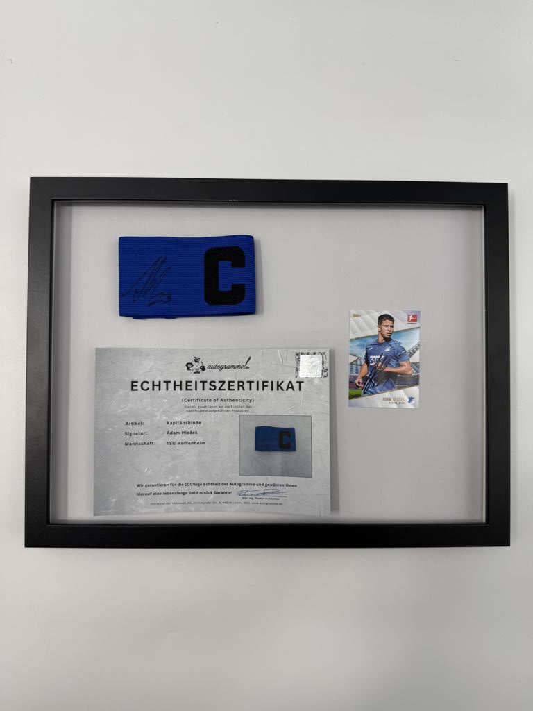 Kapitänsbinde Adam Hložek signiert im Rahmen TSG 1899 Hoffenheim COA Fußball