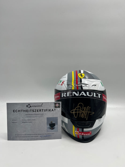 Sebastian Vettel Formel 1 Replica Helm signiert Autogramm COA 1:1
