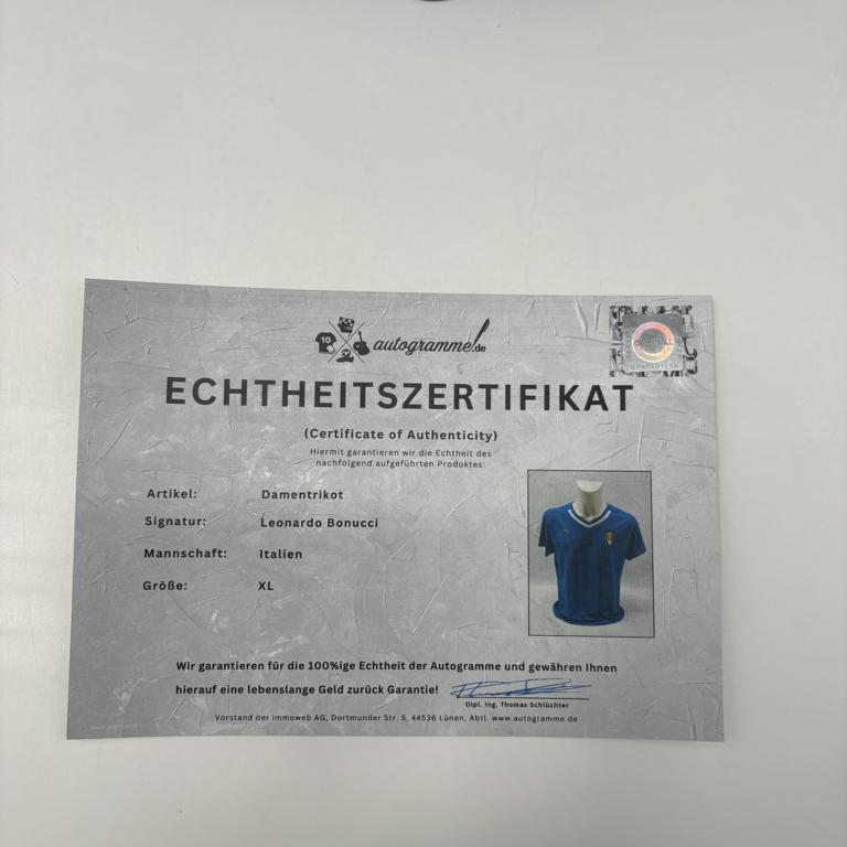 Italien Frauentrikot Leonardo Bonucci signiert Autogramm COA Neu XL