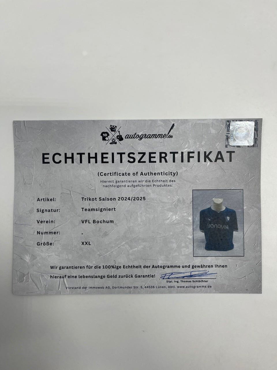 VfL Bochum Trikot 2024/2025 Teamsigniert Bundesliga COA Mizuno neu XXL