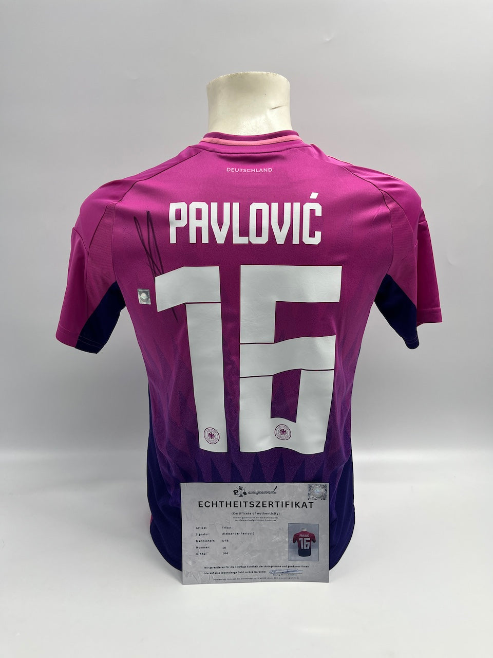 DFB Trikot Aleksandar Pavlovic signiert Adidas COA Deutschland Autogramm 164