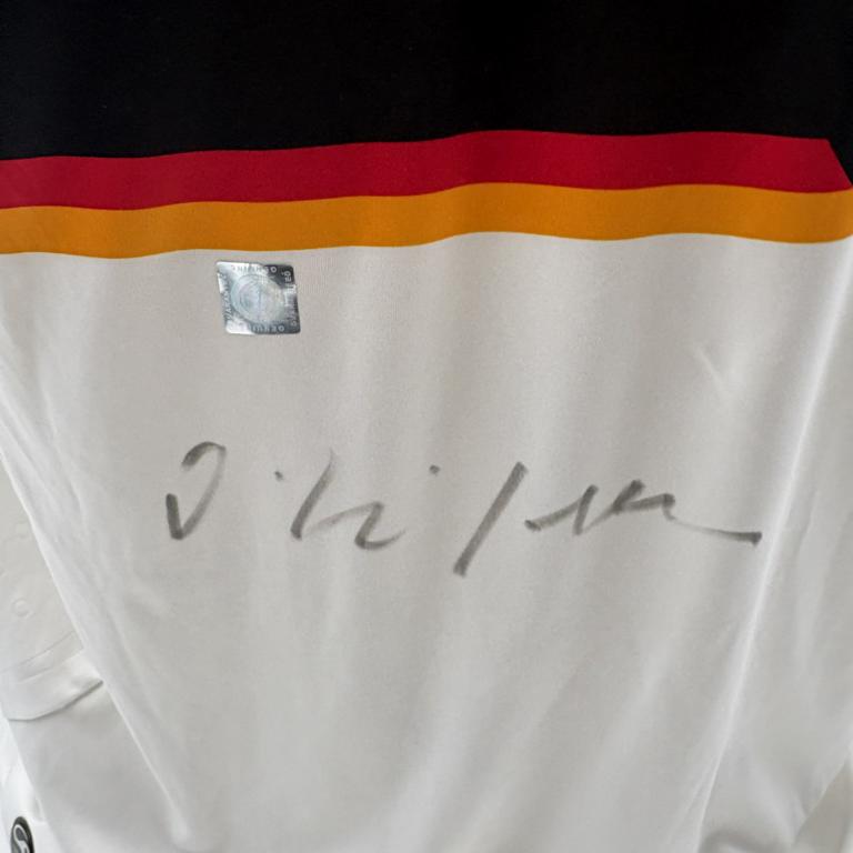 DFB Trikot Ottmar Hitzfeld signiert Adidas COA Deutschland Autogramm L