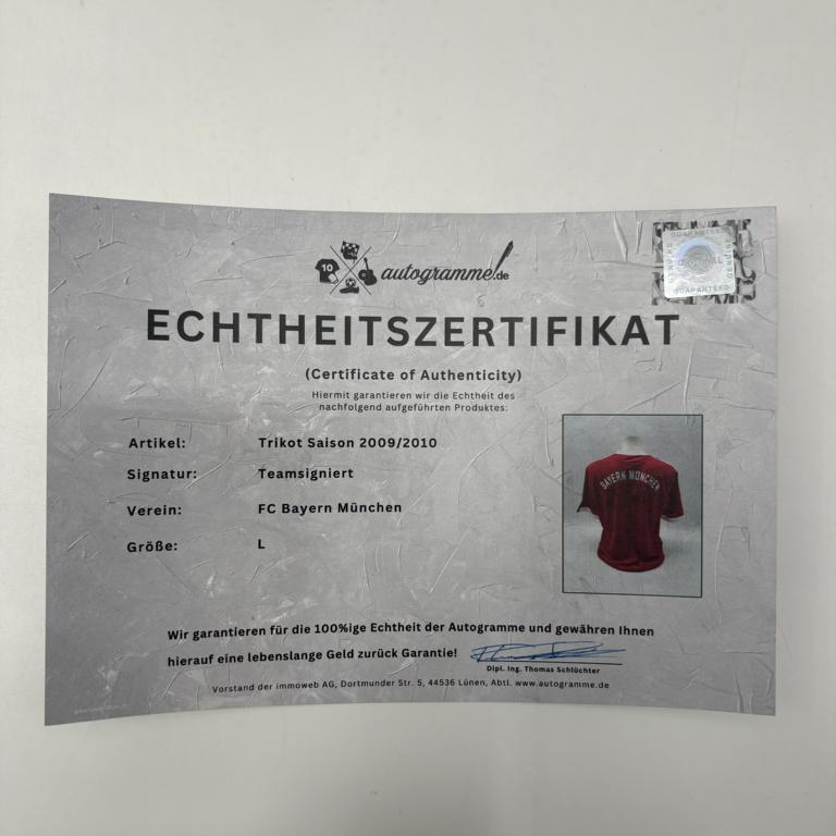 Bayern München Trikot 2009/2010 Teamsigniert Bundesliga COA Adidas L