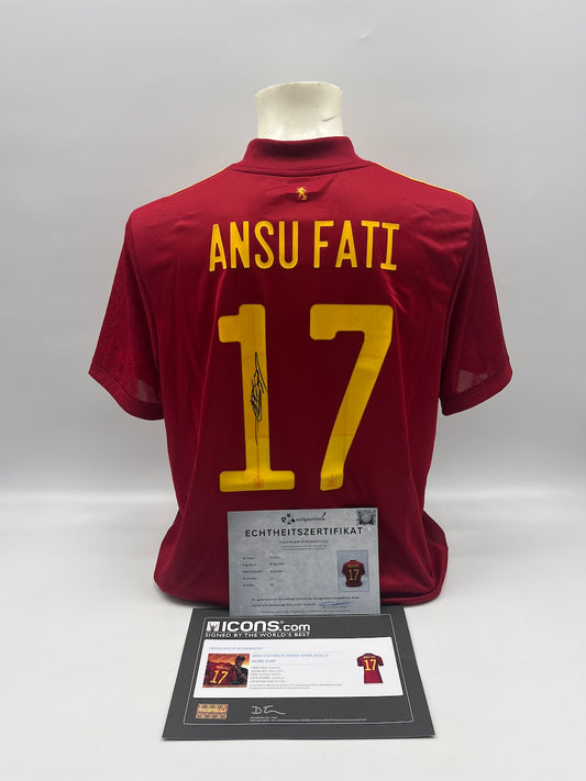 Spanien Trikot Ansu Fati signiert Adidas COA Autogramm XL