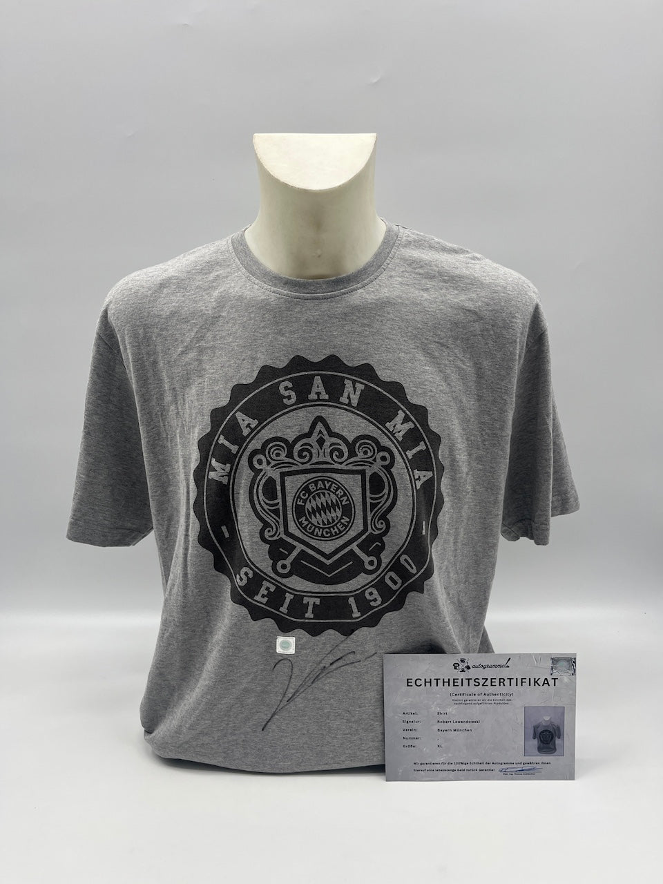 Bayern München T-Shirt Robert Lewandowski signiert Autogramme FCB XL