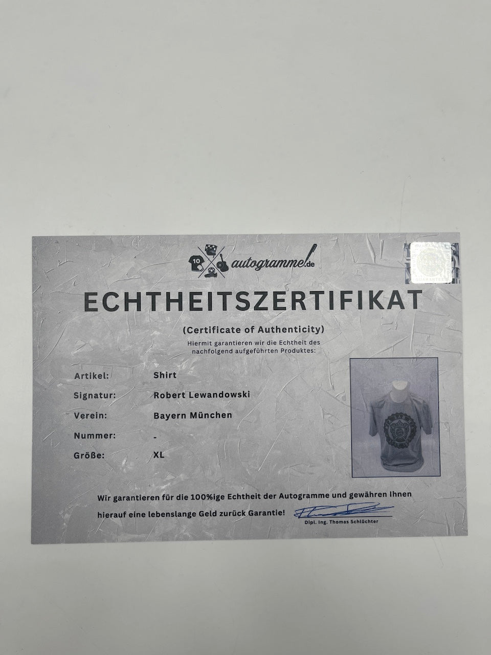 Bayern München T-Shirt Robert Lewandowski signiert Autogramme FCB XL