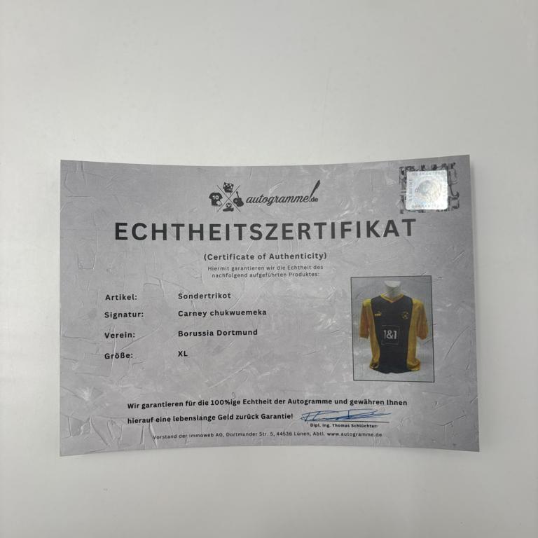 Borussia Dortmund Sondertrikot Carney Chuckwuemeka signiert Autogramm Puma BVB XL