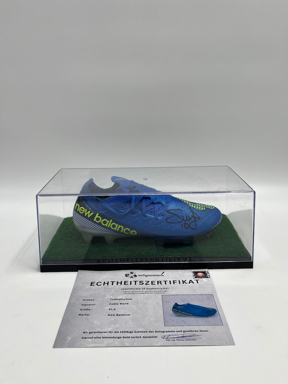 Fußballschuh Sadio Mane signiert Autogramm Bundesliga New Balance 41,5