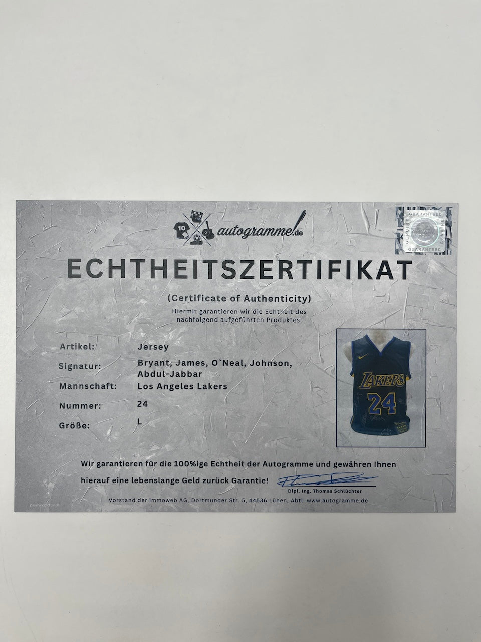 Los Angeles Lakers Jersey Kobe, Lebron und CO signiert NBA Basketball COA L