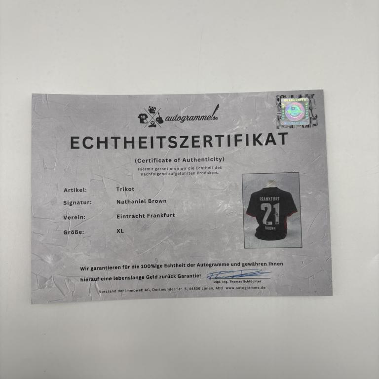 Eintracht Frankfurt Trikot Nathaniel Brown signiert Autogramm Nike neu XL