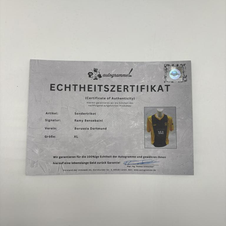 Borussia Dortmund Sondertrikot Ramy Bensebaini signiert Puma COA Autogramm XL